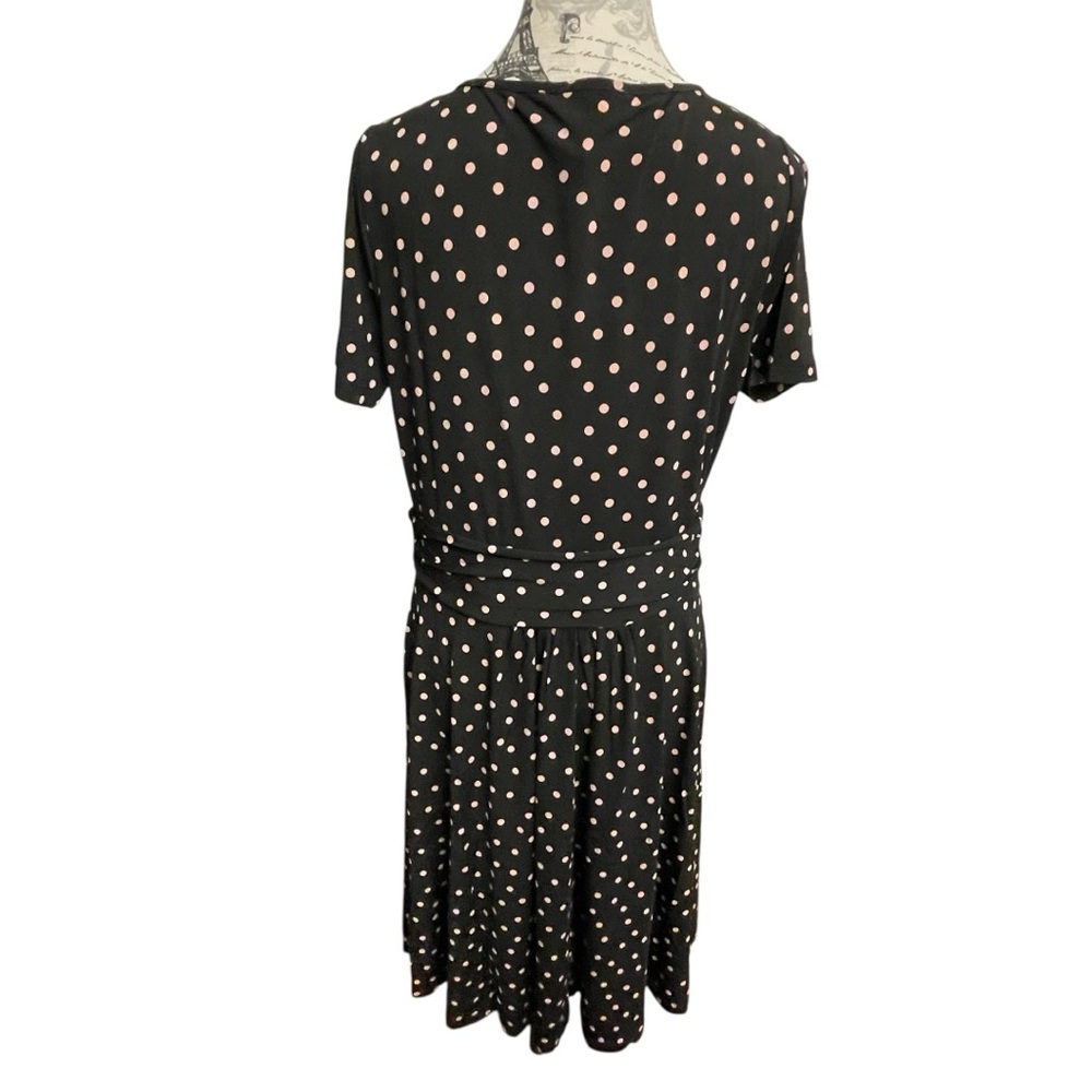 By Design Elegant Black and Pink Polka Dot Midi Dress - Picture 2 of 4
